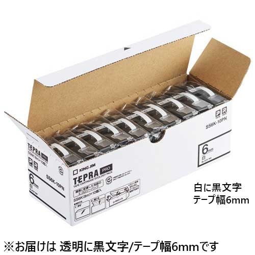 キングジム テプラPROテープST6K-10PN 透明/黒字6mm10P 4971660774777