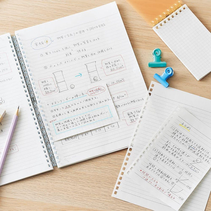 リヒトラブ オープンリングノート メモサイズ 5mm方眼罫 ネイビー N-2720-11　4903419360399（10セット）