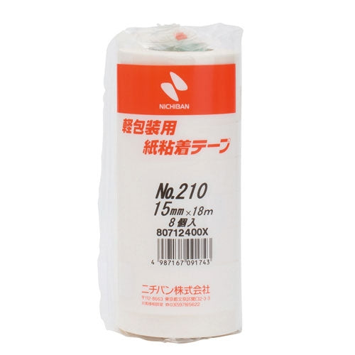 ニチバン 紙粘着テープ 210-15 白 15mm×18m 8巻 4987167091743