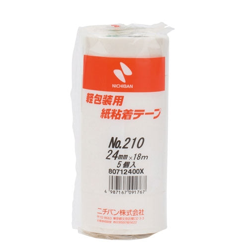ニチバン 紙粘着テープ 210-24 白 24mm×18m 5巻 4987167091767