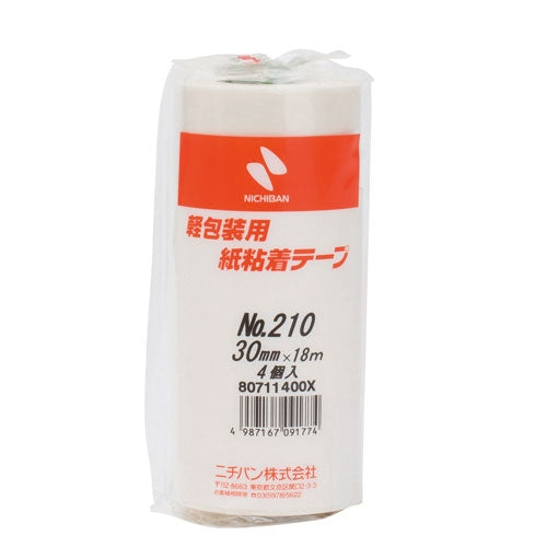 ニチバン 紙粘着テープ 210-30 白 30mm×18m 4巻 4987167091774