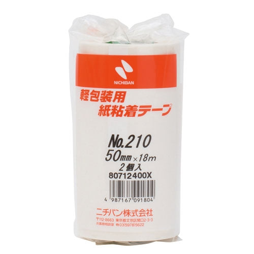 ニチバン 紙粘着テープ 210-50 白 50mm×18m 2巻 4987167091804