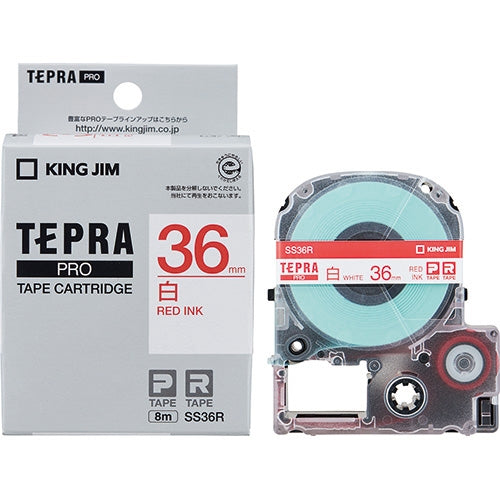 キングジム テプラPROテープ SS36R 白に赤文字 36mm 4971660758890