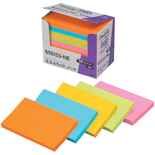 スリーエムジャパン Post-it 6551SS-NE 強粘着 75mm×127mm混色 4548623809397