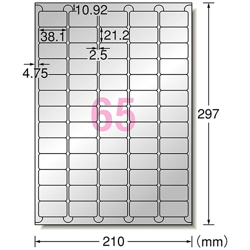 エーワン 屋外サインラベル31059 A4 65面 5枚 4906186310598