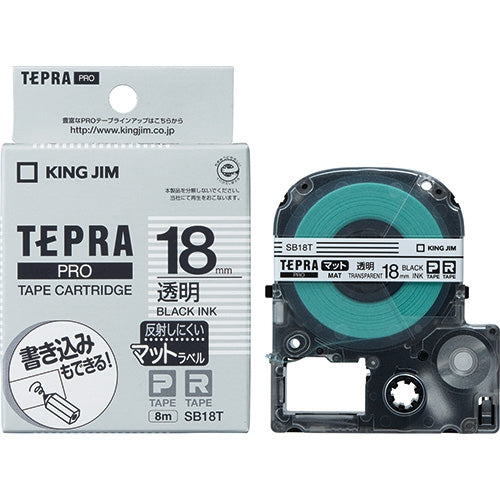 King Jim Tepra PRO Tape Mat Transparent avec Lettres Noires SB18T 4971660770137