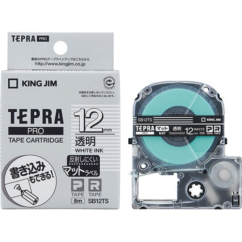 King Jim Tepra PRO Tape Matte Transparent with White Letters SB12TS 4971660770168