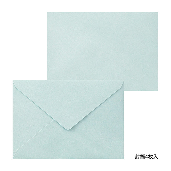86478006 OS レターセット活版 花フレーム水色 デザインフィル 4902805864787（5セット）