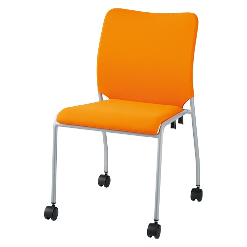 PLUS（プラス）オフィス家具 会議イス GK-30R オレンジ 肘無キャスタ脚　
