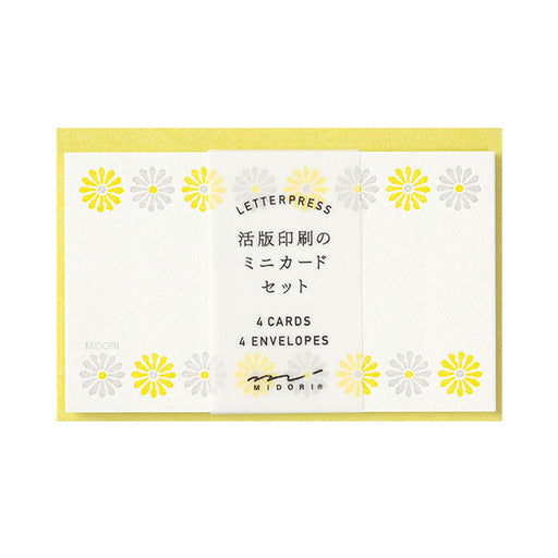 88568006 OS-kaartenset Letterpress Flower Line Geel ontwerpvulling 4902805885683 (5 sets)