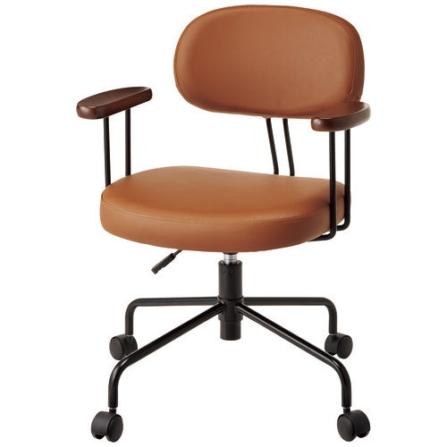 PLUS（プラス）オフィス家具 事務イス OCQ23L ブラウン レザー張り　4942646171774