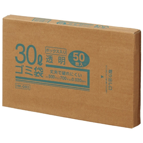 クラフトマン 30Lゴミ袋 透明 ボックス入 50枚 4560314962112