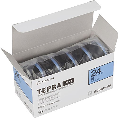 Cartuccia nastro King Jim Tepra PRO SC24B-5P 24mm 5 pezzi Lettere blu/nere (10 set)