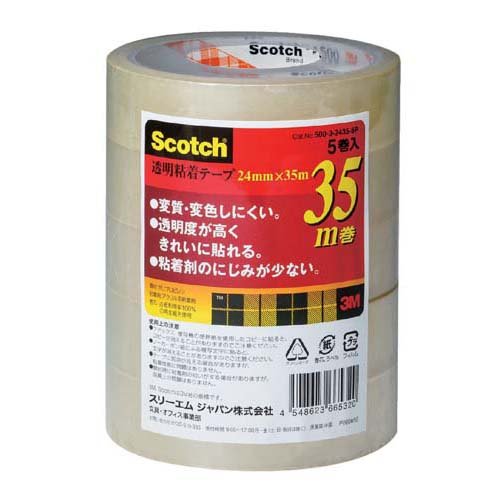 スコッチ・３Ｍ_透明粘着テープ５Ｐ 500-3-2435 /4548623665320（10セット）