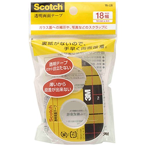 3M スコッチ 透明両面テープ 18mm×4m 小巻 W-18（10セット）
