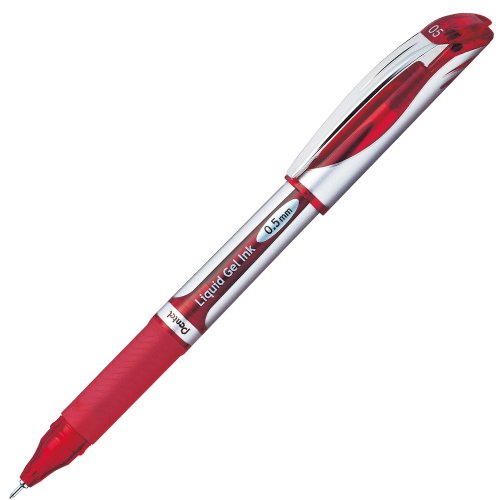 ぺんてる Pentel ゲルインキボールペン エナージェル 0.5mm シルバー軸 赤インキ BLN55-B（10セット）