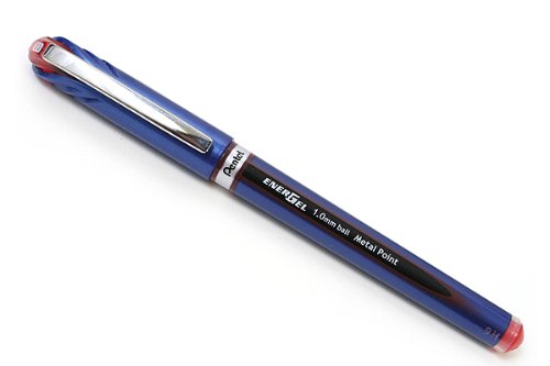 Pentel Gel Dakwat Ballpoint Pen Energel Euro 1.0mm Biru Paksi Merah Dakwat BL30-B (Set 10)