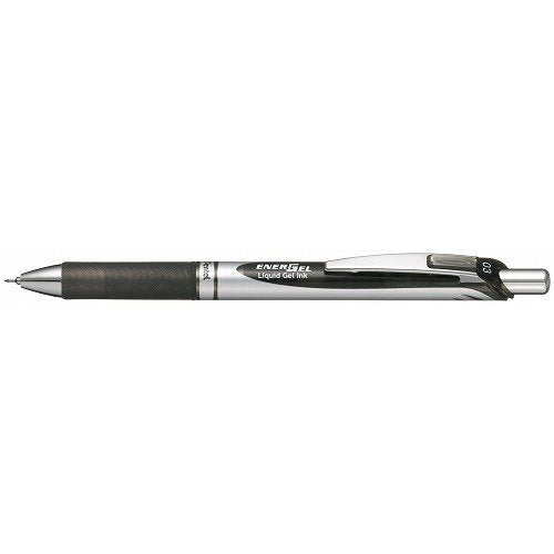 Pentel Knock Type Energel 0,3 BLN73-A Silberschaft, schwarze Tinte (10 Sets)