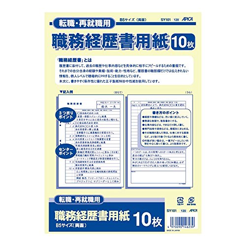 アピカ 職務経歴書 SY101 B5（10セット）