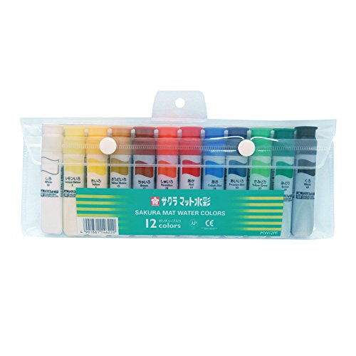 サクラクレパス 絵の具 マット水彩 ポリチューブ 12色 MW12PF シース入（10セット）