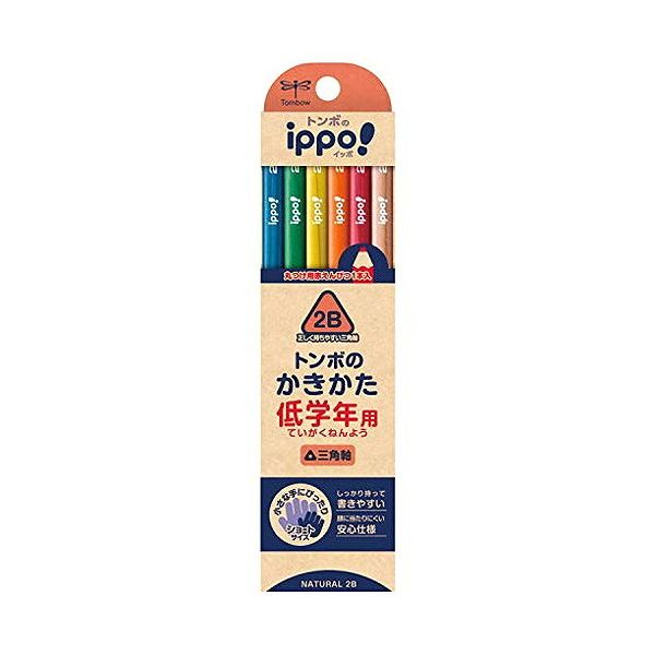 トンボ ippoイッポ 低学年用かきかた鉛筆 2B 三角軸  ナチュラル MP-SENN04-2B（10セット）