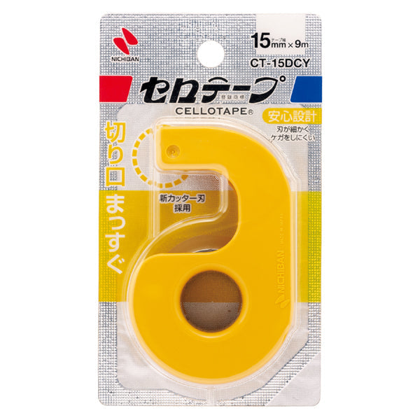 ニチバン NICHIBAN CT-15DCY [セロテープ 小巻 カッターつき まっすぐ切れるタイプ イエロー] 4987167090937（10セット）