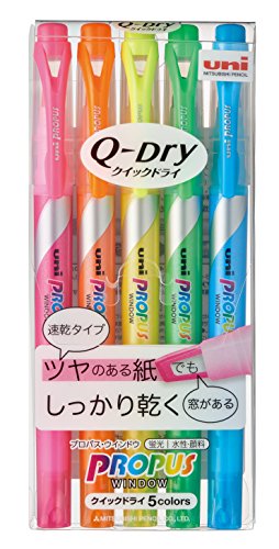 Mitsubishi Pencil Highlighter Propass Window Quick Dry 5-farvesæt PUS138T5C Mitsubishi Pencil 4902778184912 (sæt med 10)
