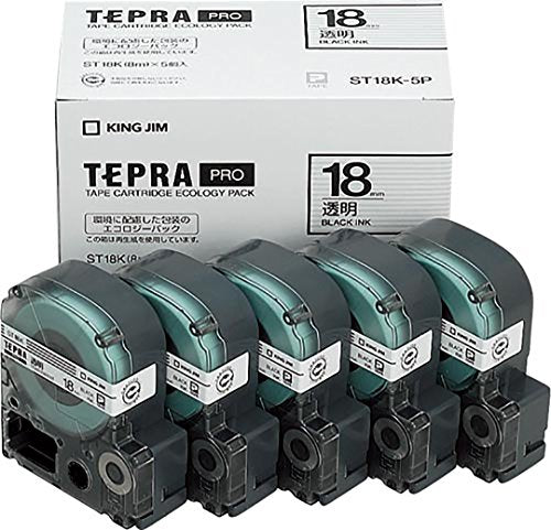 King Jim Tapecartridge Tepra PRO 18mm 5 stuks ST18K-5P Transparant (10 sets)
