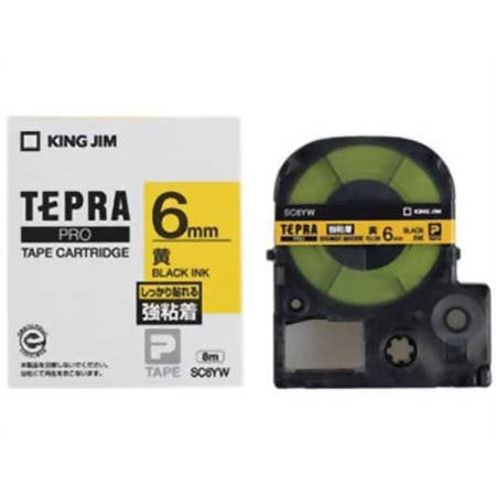 King Jim Tapecartridge Tepra PRO SC6YW Sterke lijm 6 mm Geel (10 sets)