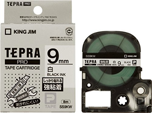 キングジム テープカートリッジ テプラPRO 強粘着 9mm SS9KW 白（10セット）