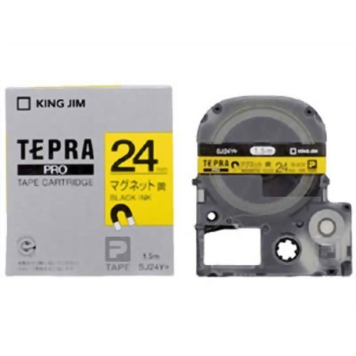 キングジム テープカートリッジ テプラPRO マグネットテープ 24mm SJ24Y 黄（10セット）