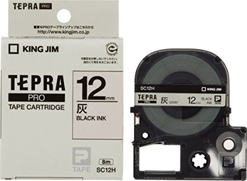 King Jim Tapecartridge Tepra PRO 12mm SC12H Grijs Label (10 sets)
