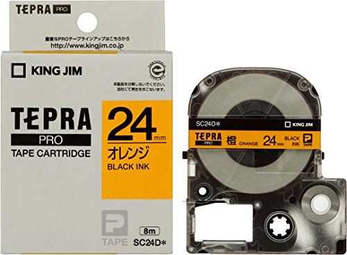 King Jim Tape Cartridge Tepra PRO SC24D 24mm Orange/Black Letters (10 Sets)