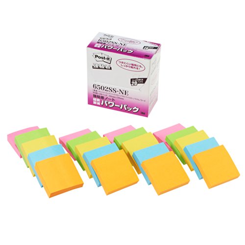 Post-it adesivi forti 50x50mm 90 fogli x 20 fluorescenti 6502SS-NE (10 set)