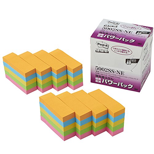 Post-it foglietti adesivi forti 75x25mm 90 fogli x 40 pezzi Fluorescente 5002SS-NE (10 set)