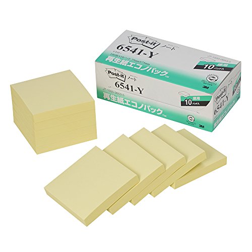 ポスト イット ノート 75x75mm 100枚x10個 イエロー 6541-Y（10セット）