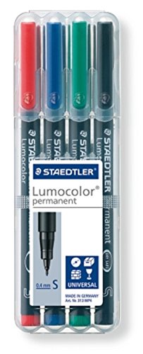 Pen berasaskan minyak Staedtler Lumocolor 313 WP4 tulisan ultra-halus S set 4 warna (10 set)