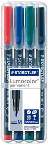 Pen berasaskan minyak Staedtler Lumocolor 317 WP4 tulisan halus 4 warna (10 set)