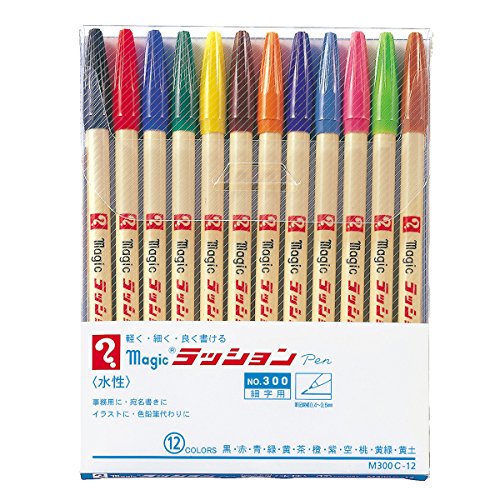 マジック 水性ペン ラッションペン 細字 12色 M300C-12（10セット）