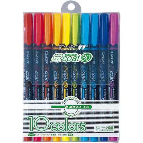 Tombow Pencil Highlighter Pen Fluorescent Coat 80 10 farver WA-SC10C (10 sæt)