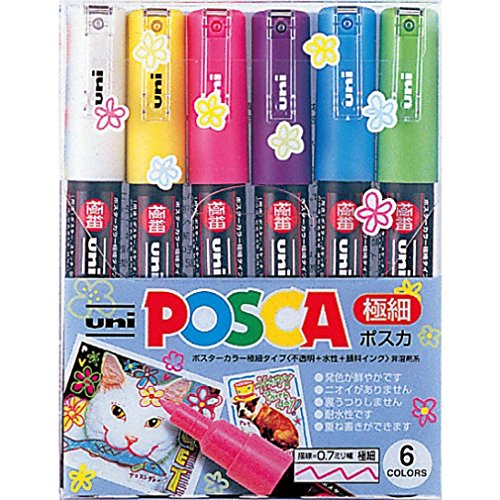 uni 極細ポスカ 6色セット 三菱鉛筆 4902778654071（10セット）