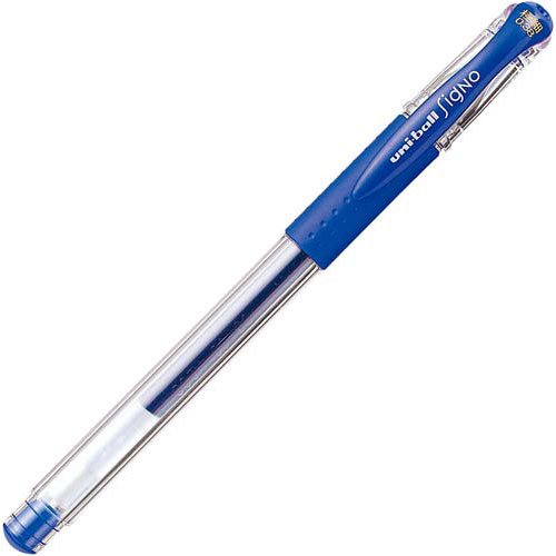 pen dakwat gel uni Signo pensel Mitsubishi biru lebih halus 4902778556122 (10 set)
