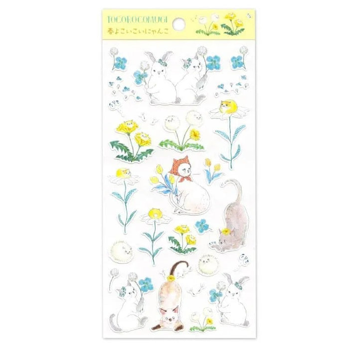 Active Corporation/SP-183H_Spring Tokoro Weizenbaumwollaufkleber Katze, Kaninchen und Frühlingsblumen/4990012831838 (5 Sets)