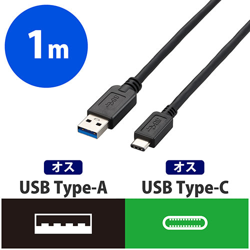エレコム USB3.1（Gen2）ケーブル 1.0m ブラック 4953103481725