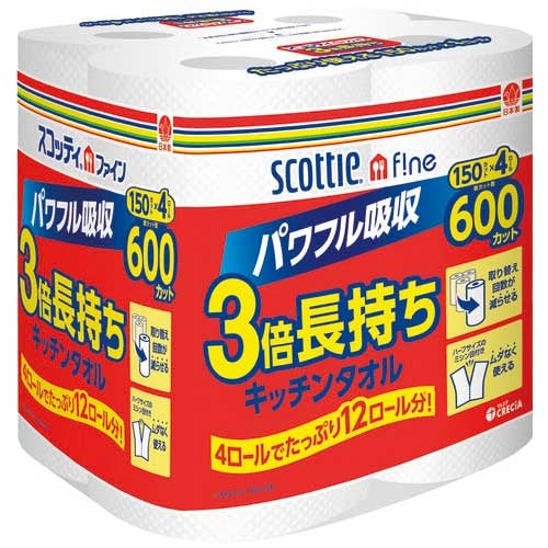 Кухонные полотенца Nippon Paper Crecia Scotty, 3 рулона, 4 шт. x 12 шт. 2147345346542