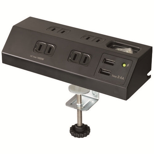 朝日電器 集中SW付デスクUSBタップWLS-DS4232SUA(BK) 4901087226290