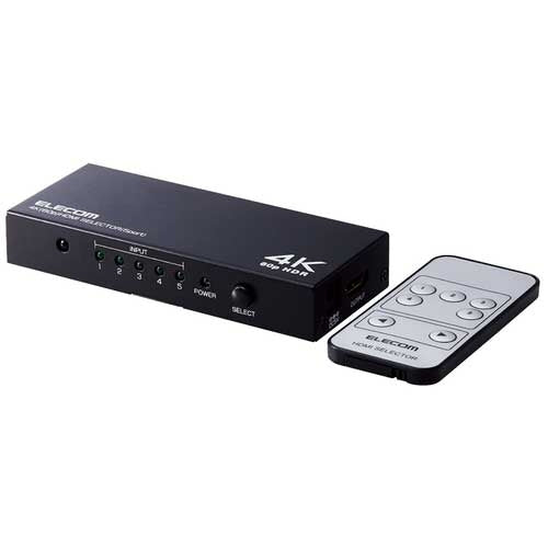 エレコム HDMI切替器5ポート DH-SW4KP51BK 4549550236157