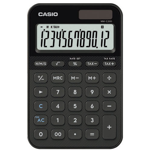 カシオ計算機 カラフル電卓12桁 ブラック MW-C20D-BK-N 4549526621055