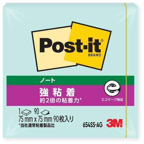 スリーエムジャパン Post-it強粘着75×75mm 654SS-AG グリーン 4549395032372