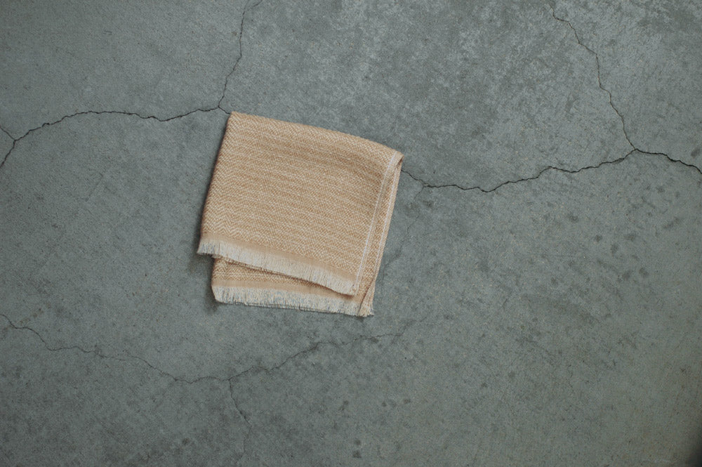 Kurashiki Design Herringbone Gauze Mini Towel Thin (Beige) 28491-02